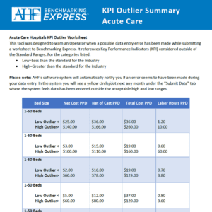 KPI Outlier Worksheet - Acute Care