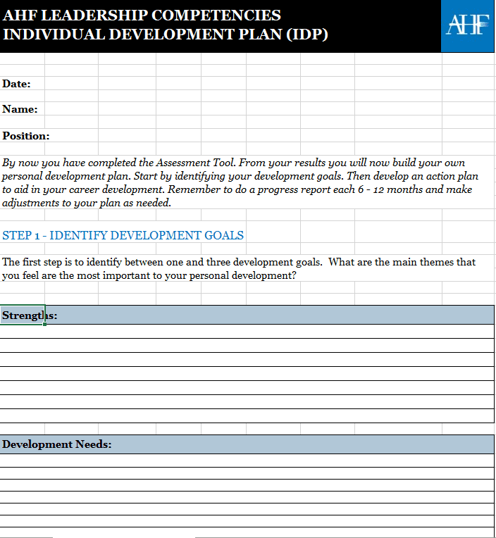 AHF Leadership Competencies Individual Development Plan (IDP)