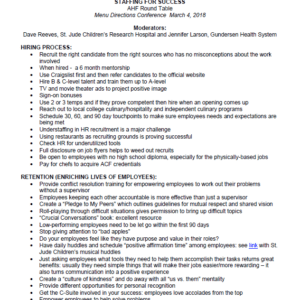 Staffing for Success - AHF Round Table - 2018