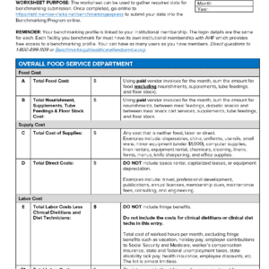 Senior Dining Worksheet