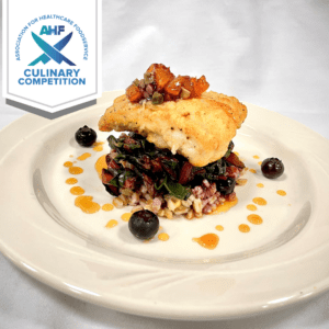 Pan-Seared Grouper over a Pickled Blueberry Infused Farro